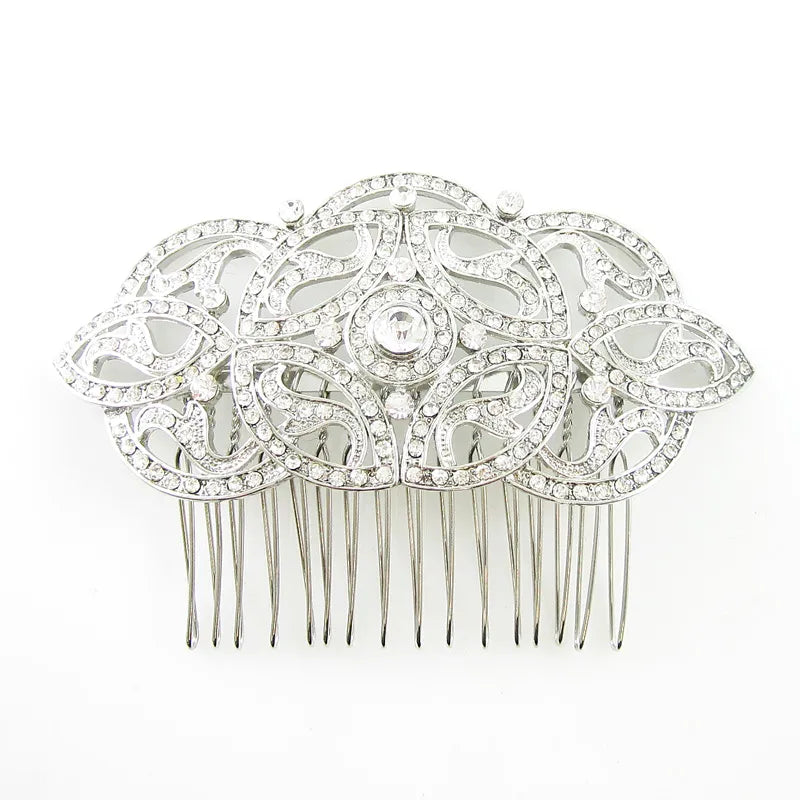 Silver Diamante Jewelled Celtic Hair Comb