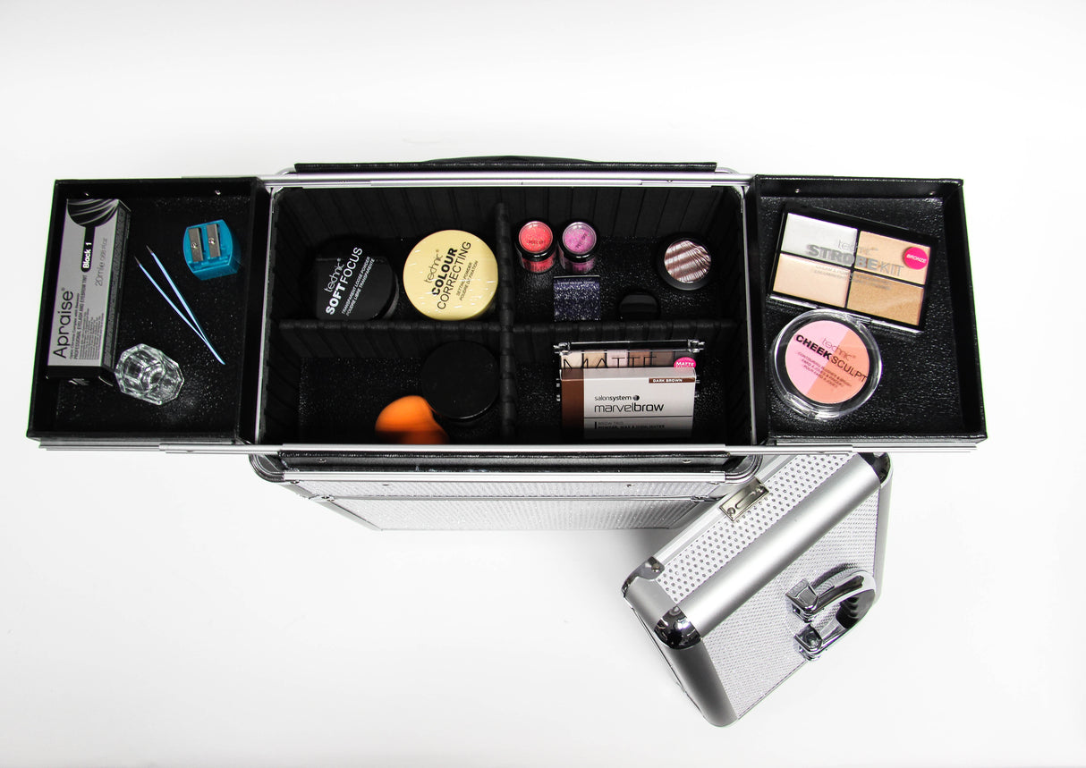 White Glitter Beauty / Hairdressing Equipment Trolley Case