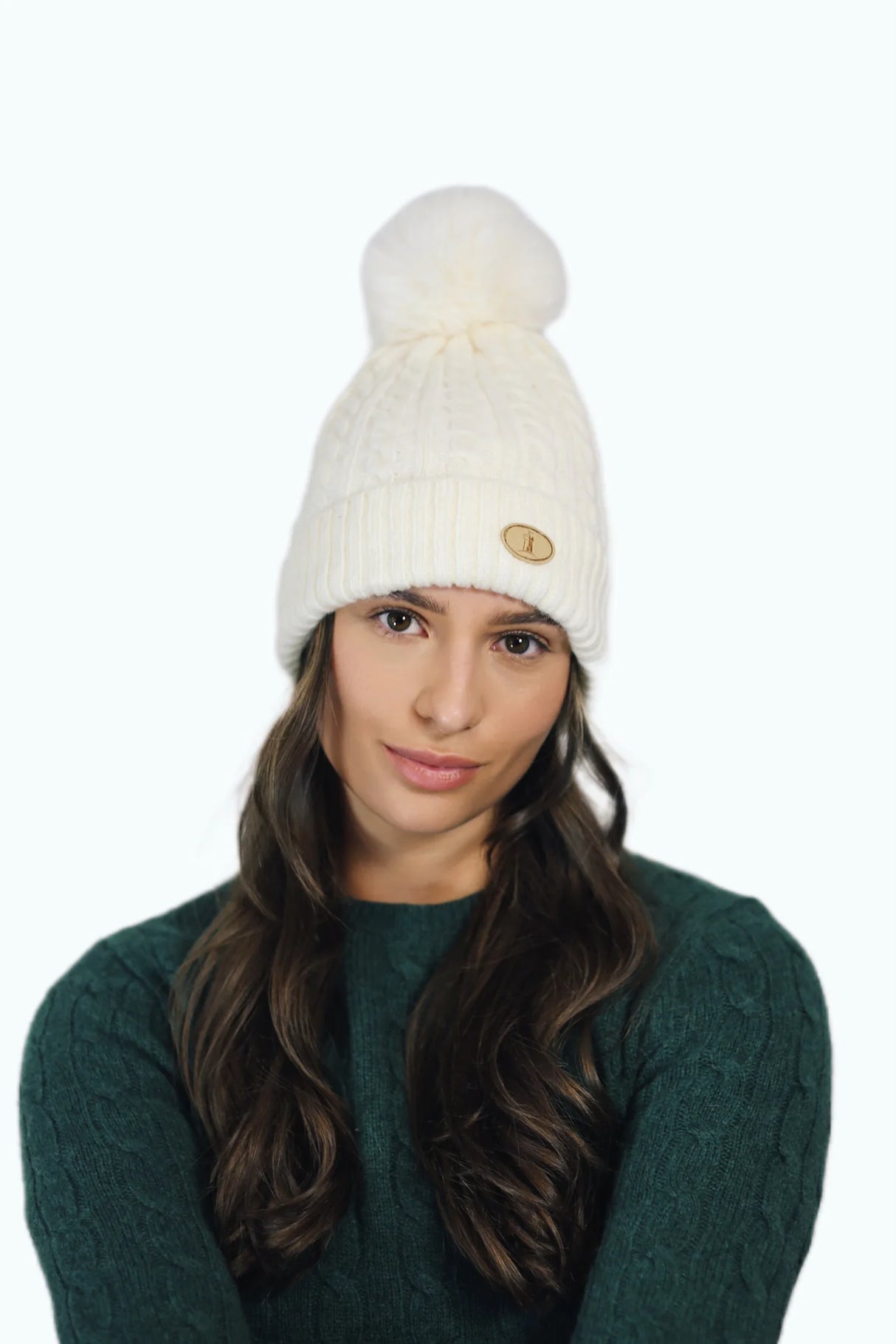 Cream Cable Knit Bobble Hat