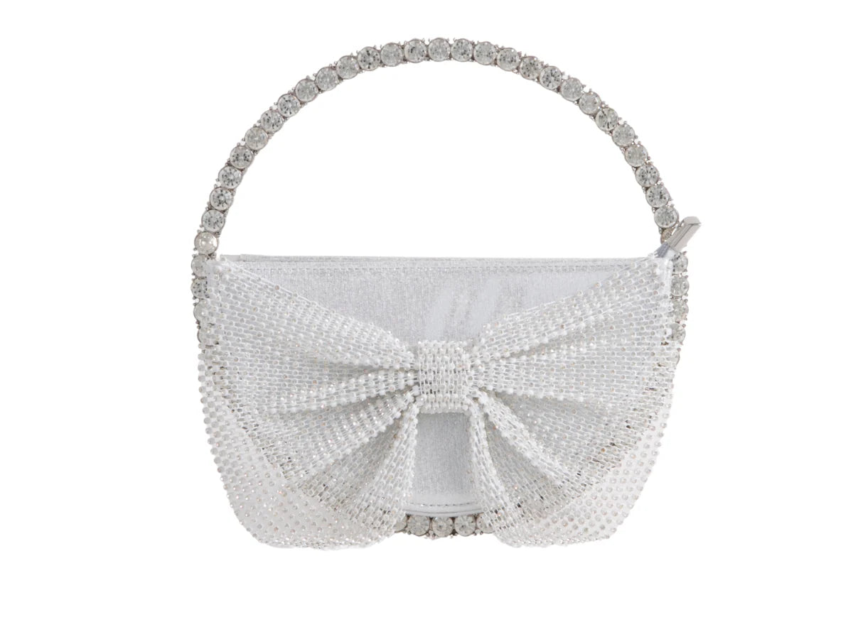 Silver Diamante & Satin Shimmer Circle Bag