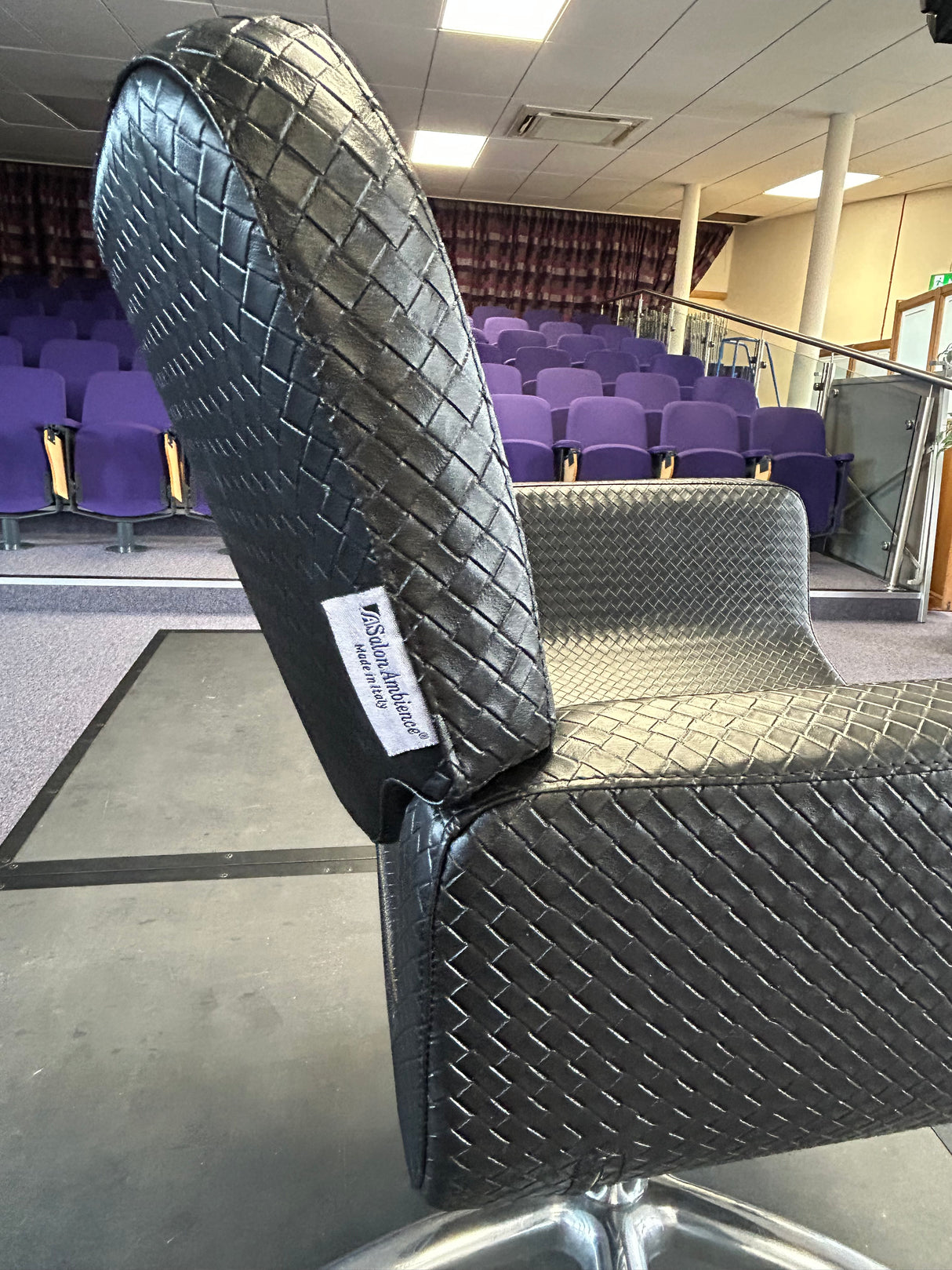 Salon Ambience Black Leather Woven Hydraulic Hairdressing Salon Chair