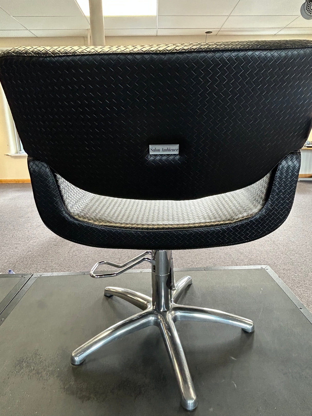 Salon Ambience Black Leather Woven Hydraulic Hairdressing Salon Chair