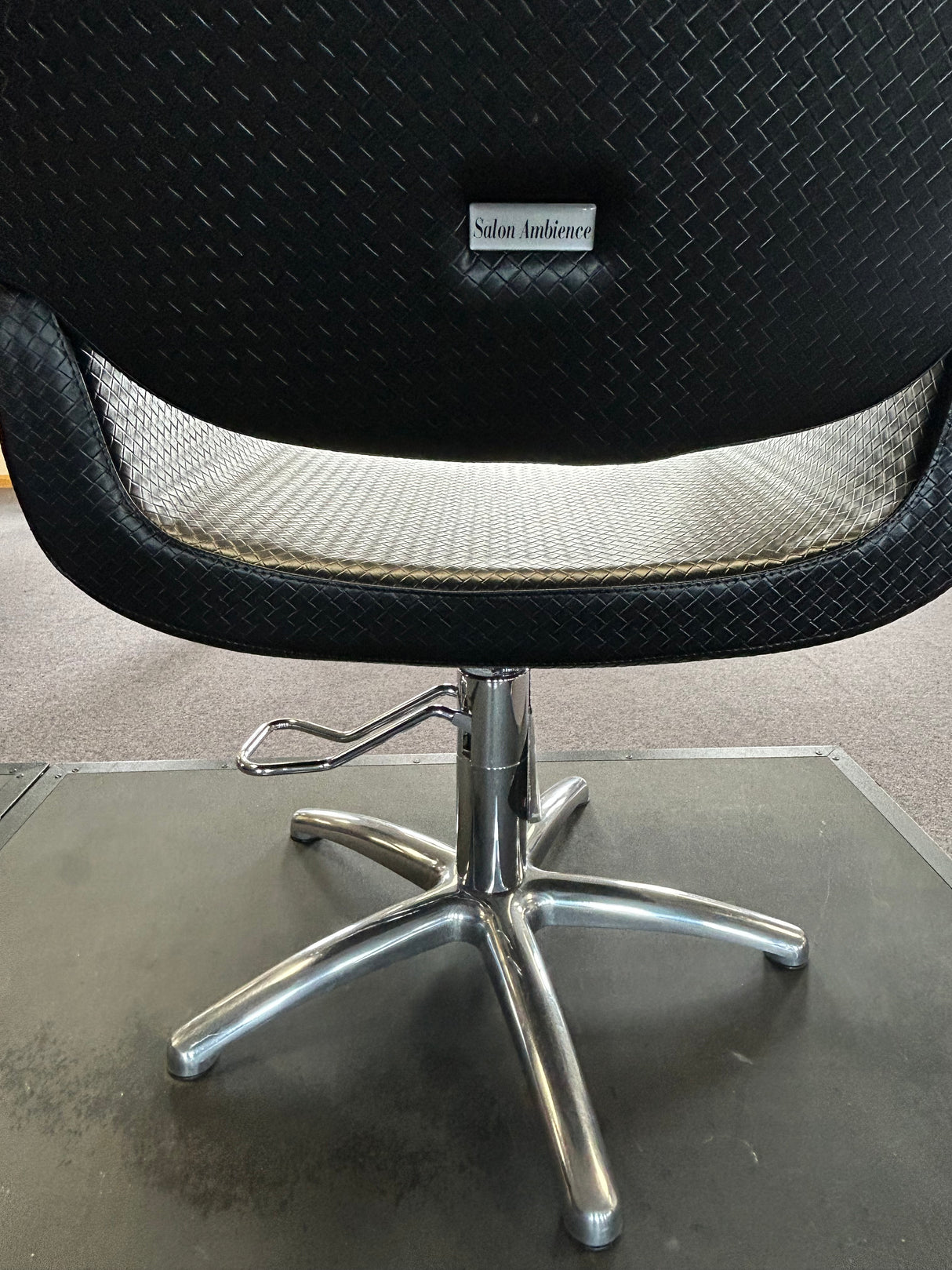 Salon Ambience Black Leather Woven Hydraulic Hairdressing Salon Chair