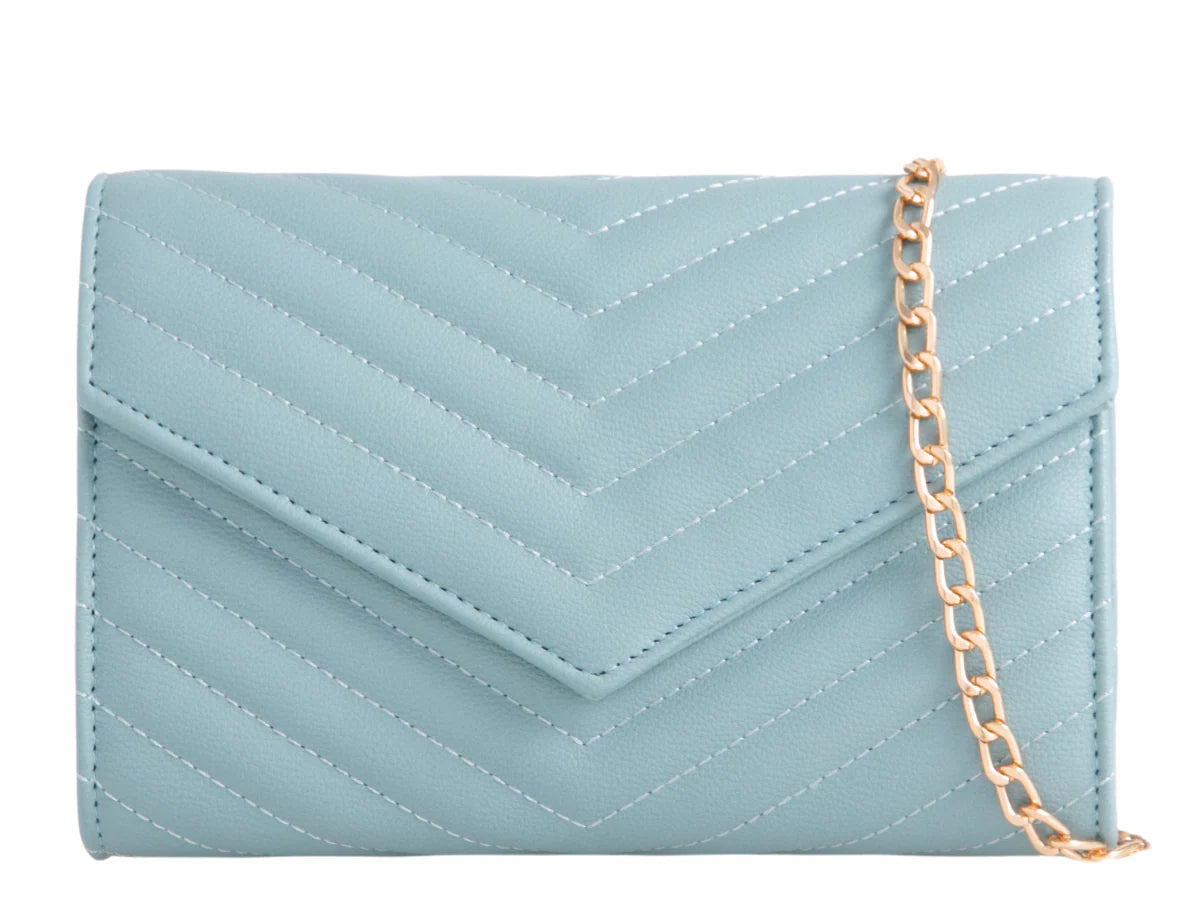 Baby Blue Quilted Clutch Bag