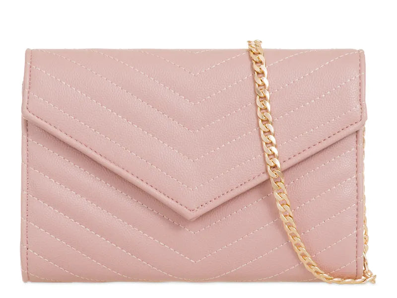 Nude Pink Quilted Clutch Bag