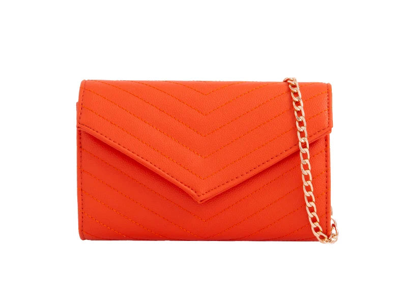 Orange Quilted Clutch Bag