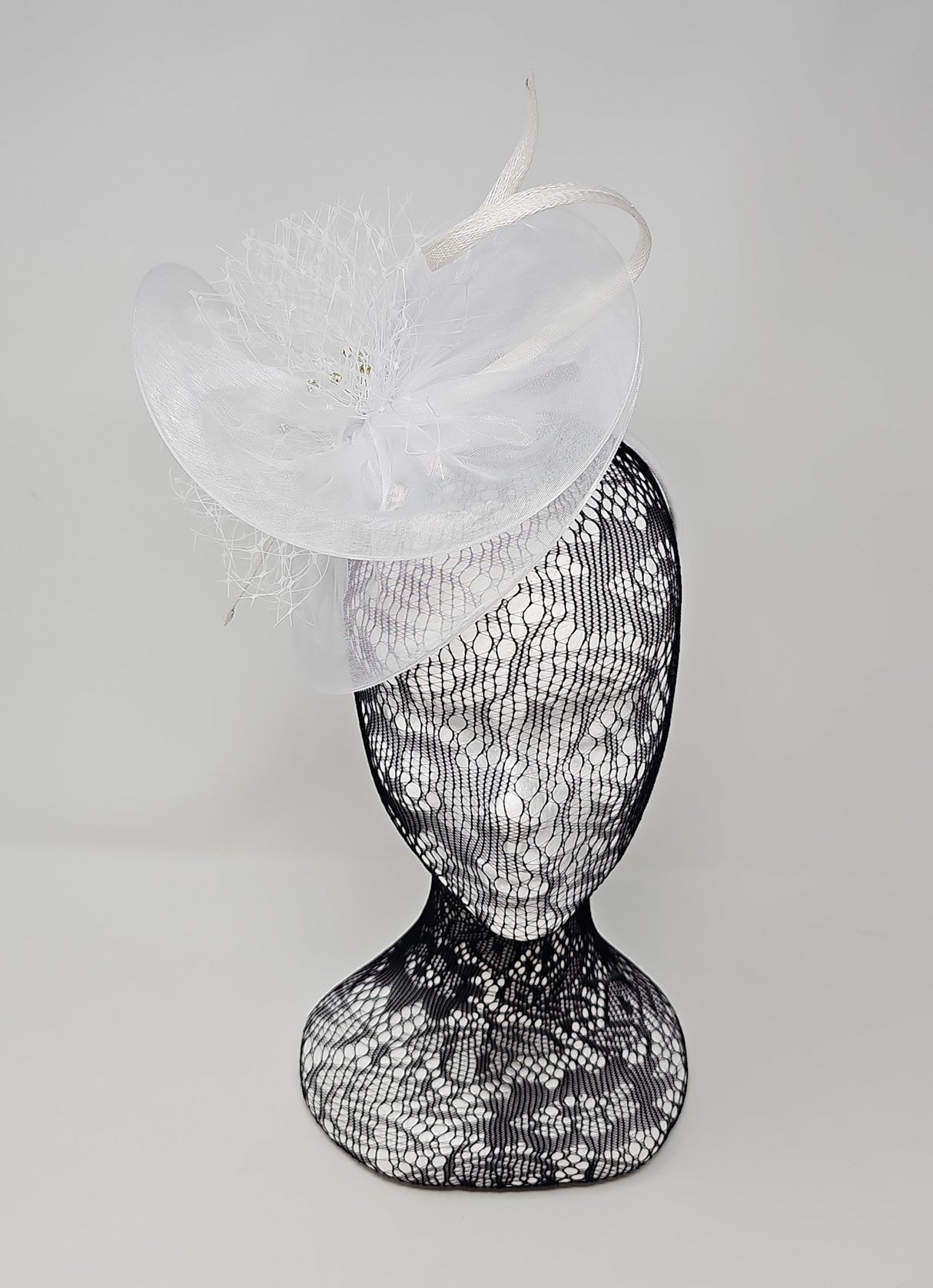 White Organza Net Hairband Fascinator