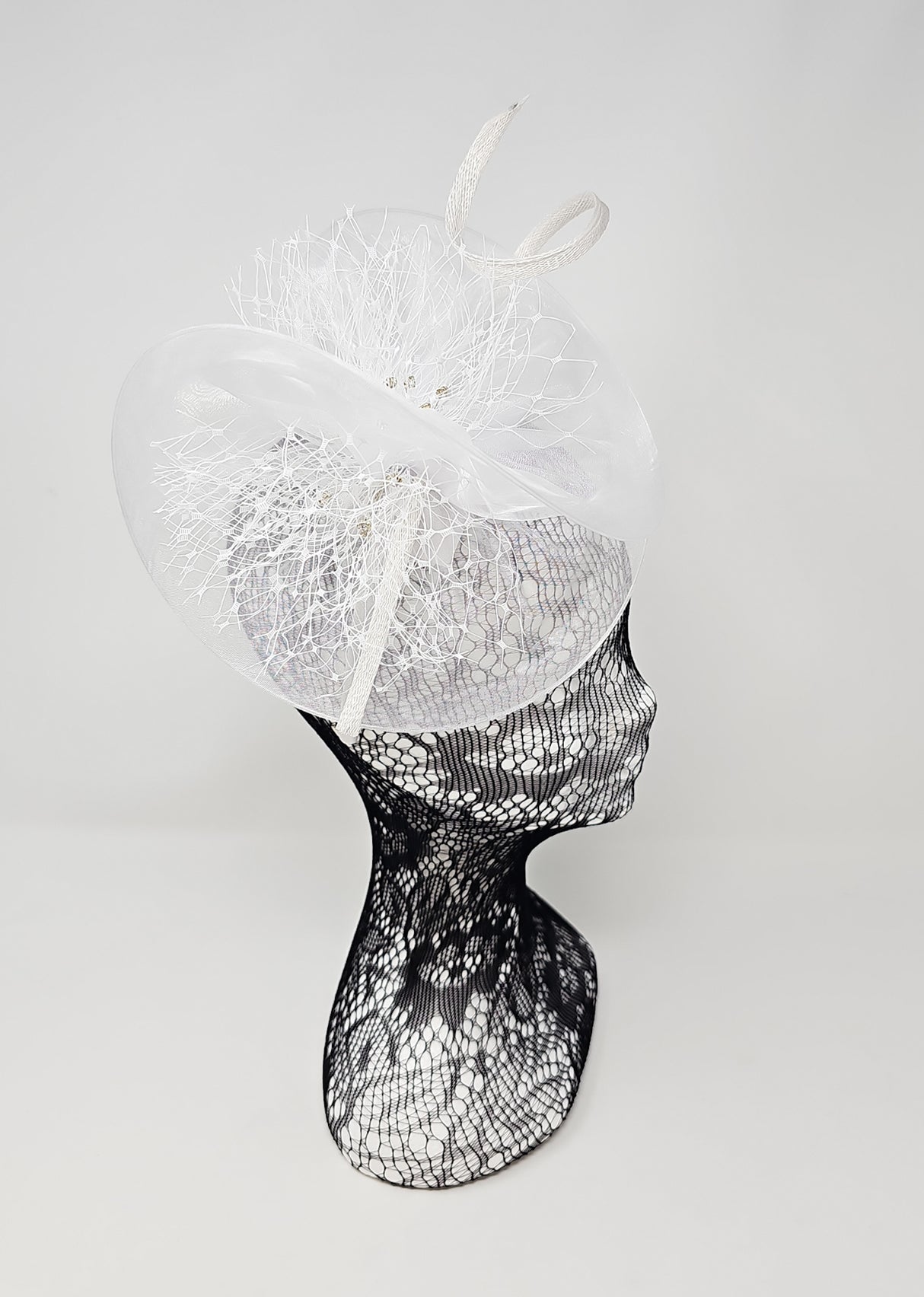 White Organza Net Hairband Fascinator