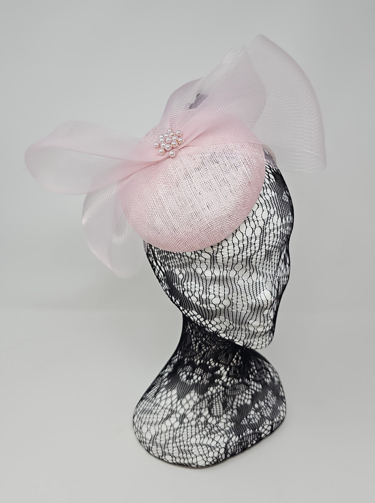 Sorbet Pink Organza Bow Pillbox Fascinator