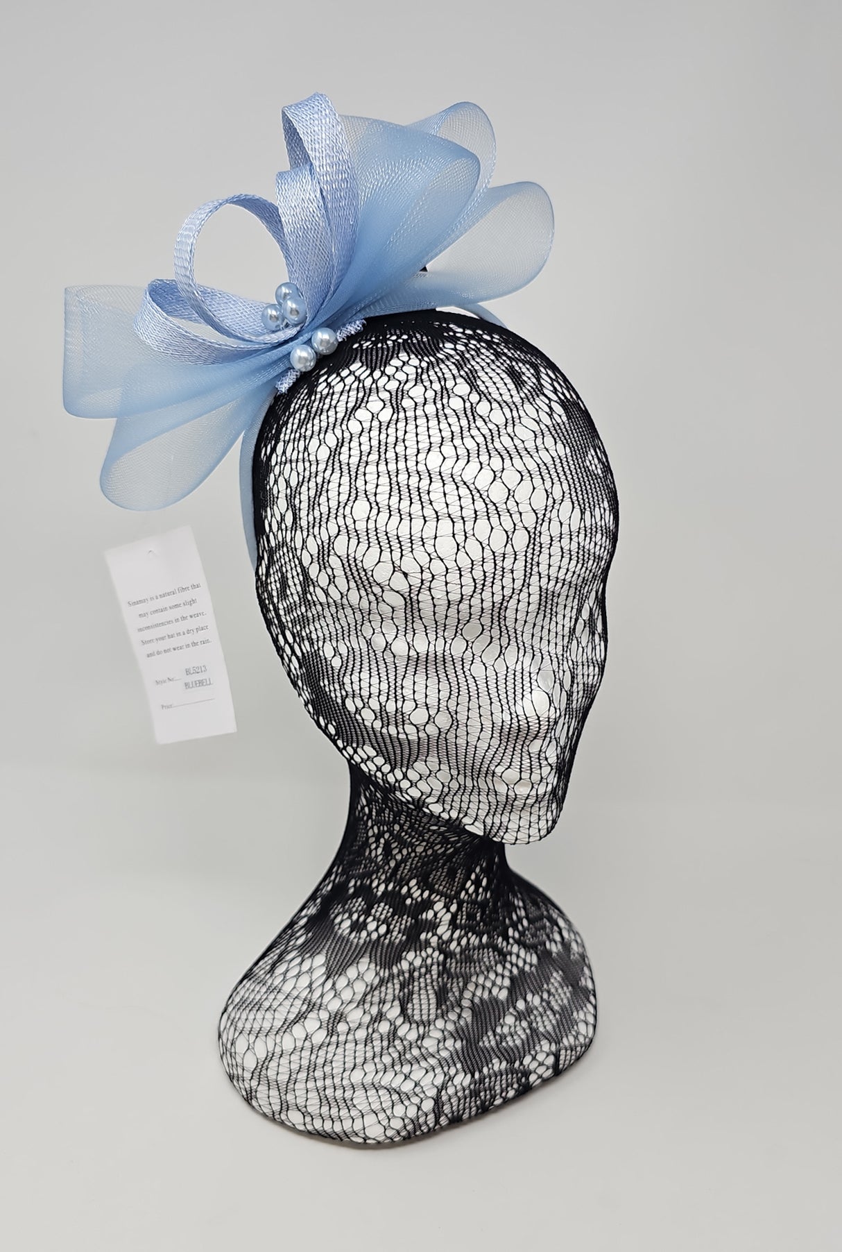 Baby Blue Bead Bow Loop Hairband Fascinator