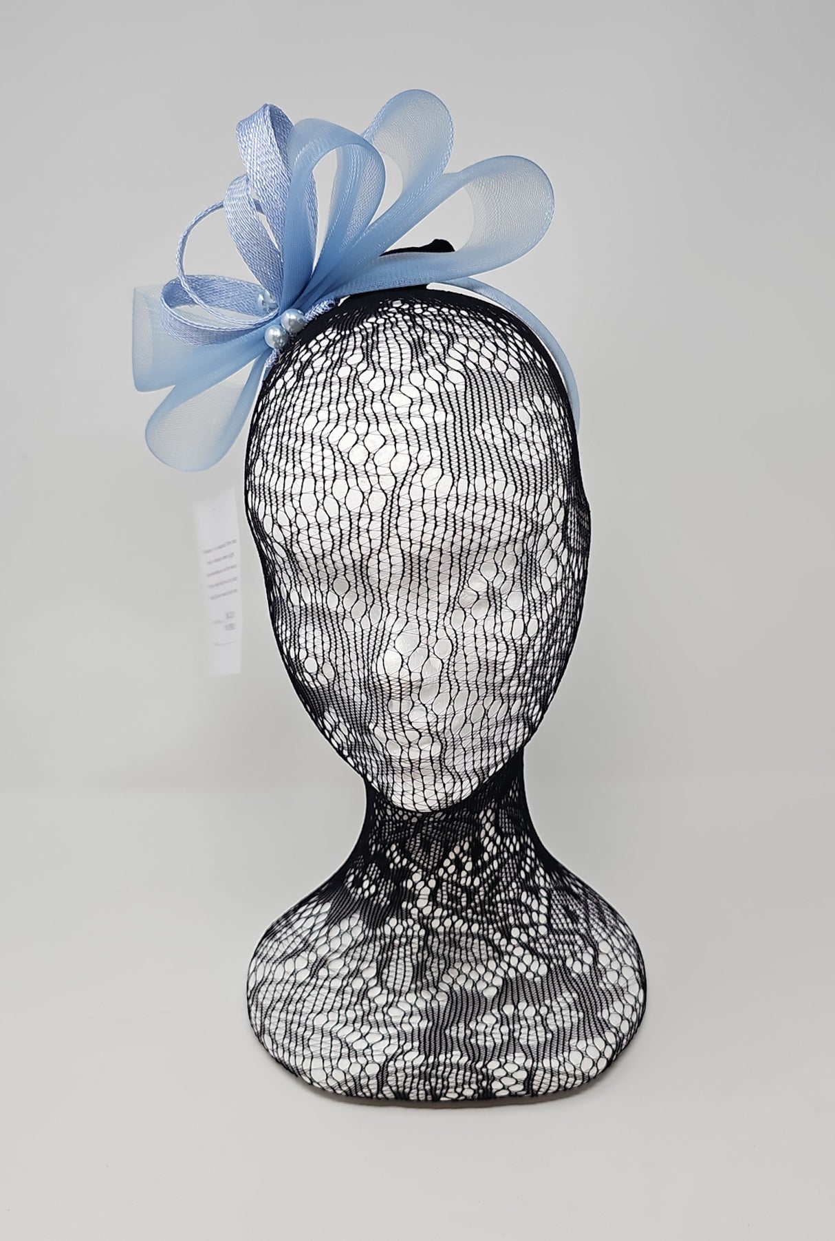 Baby Blue Bead Bow Loop Hairband Fascinator