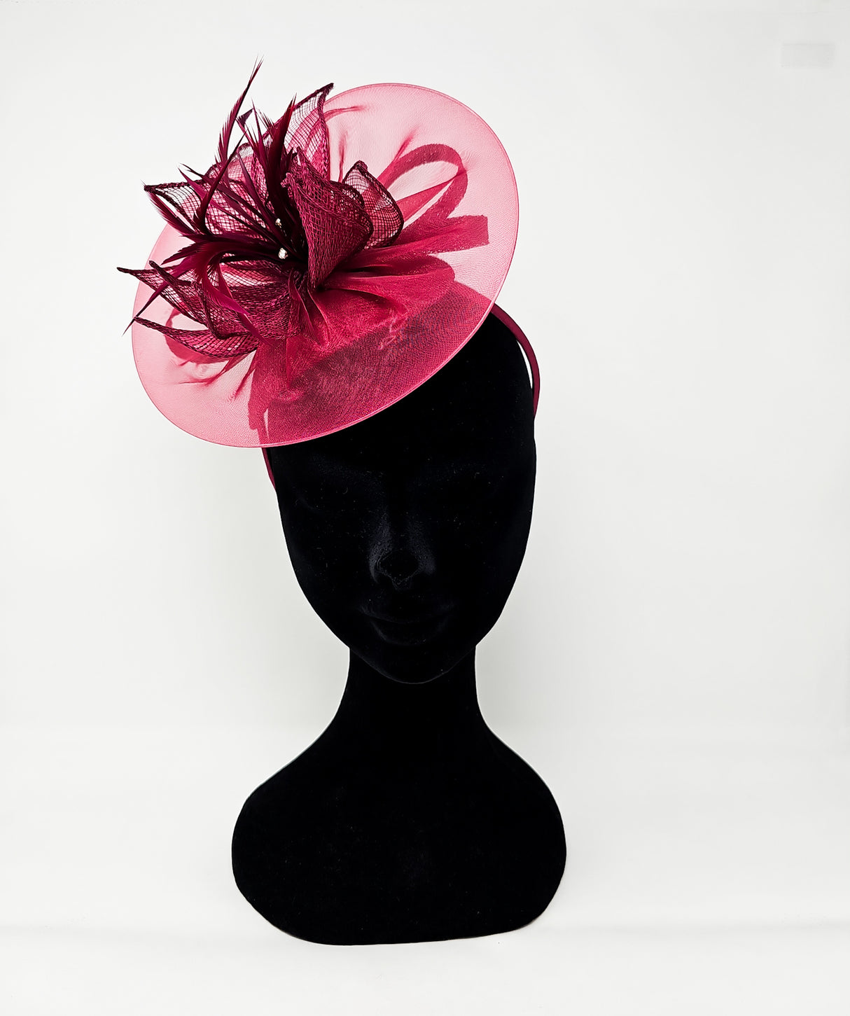 Cherry Red Floral Halo Disc Hairband Fascinator
