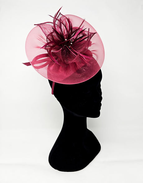 Cherry Red Floral Halo Disc Hairband Fascinator