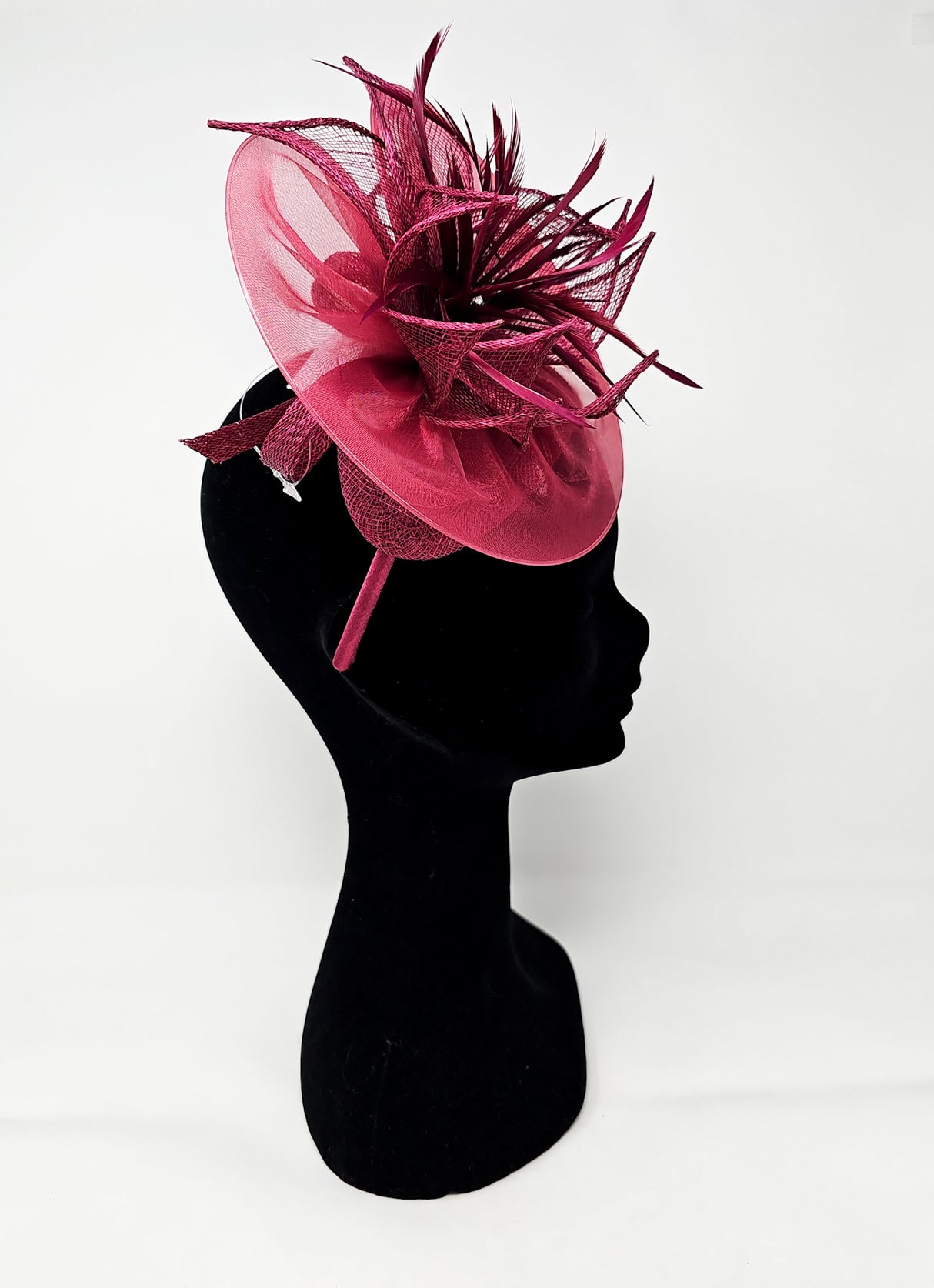 Cherry Red Floral Halo Disc Hairband Fascinator
