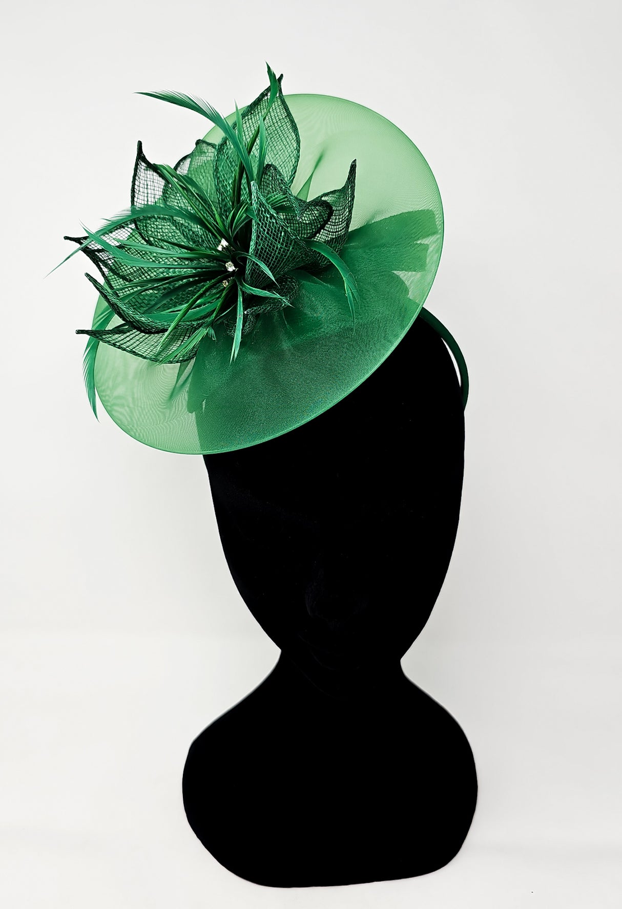 Forest Green Floral Halo Disc Hairband Fascinator