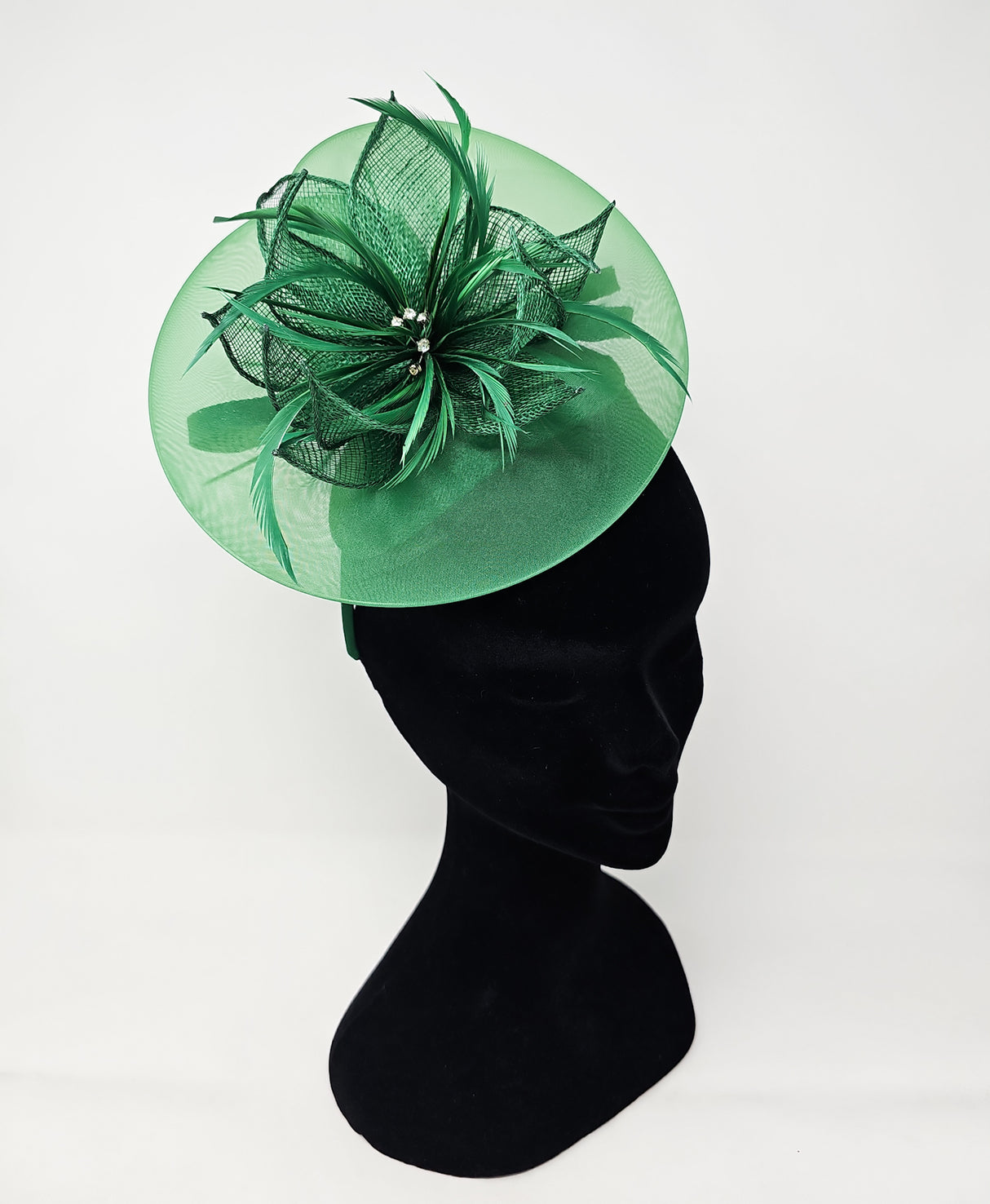 Forest Green Floral Halo Disc Hairband Fascinator
