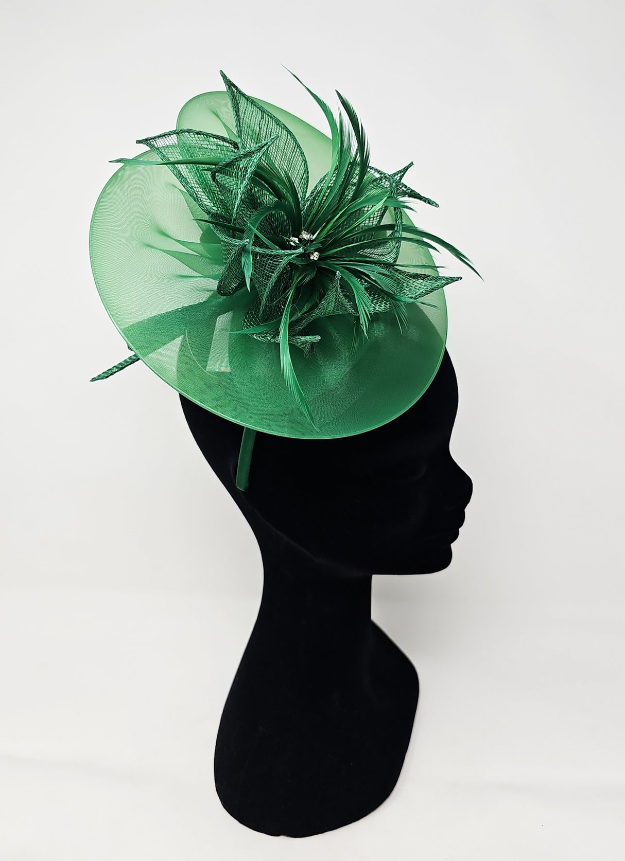Forest Green Floral Halo Disc Hairband Fascinator