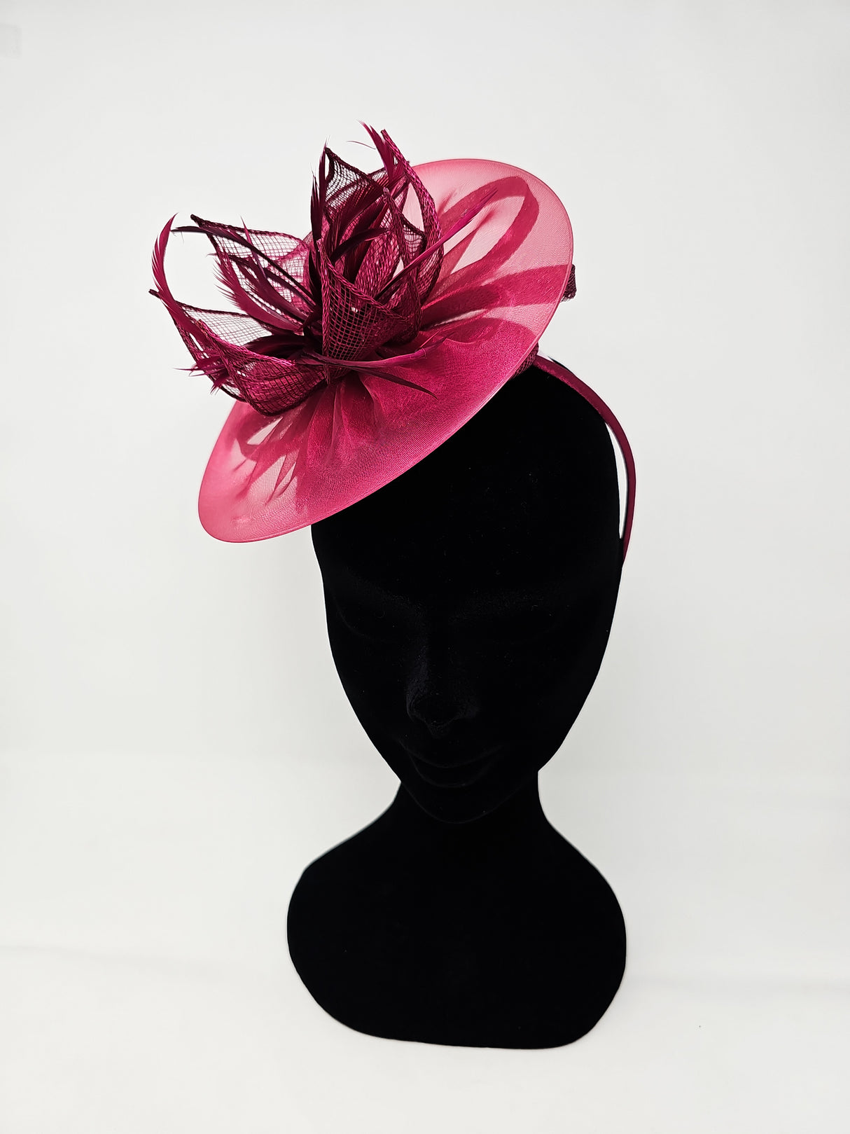 Cherry Red Floral Halo Disc Hairband Fascinator