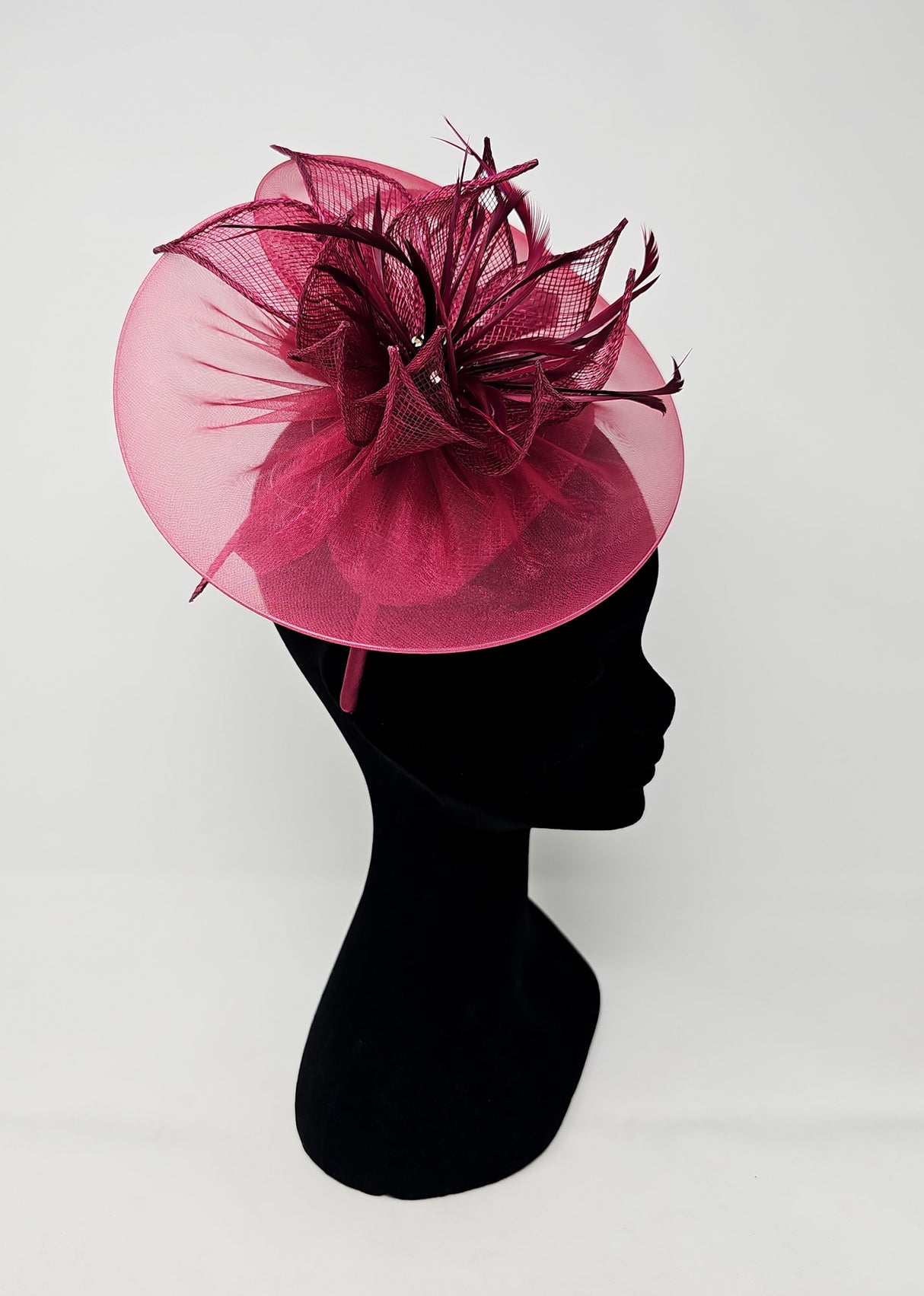 Cherry Red Floral Halo Disc Hairband Fascinator