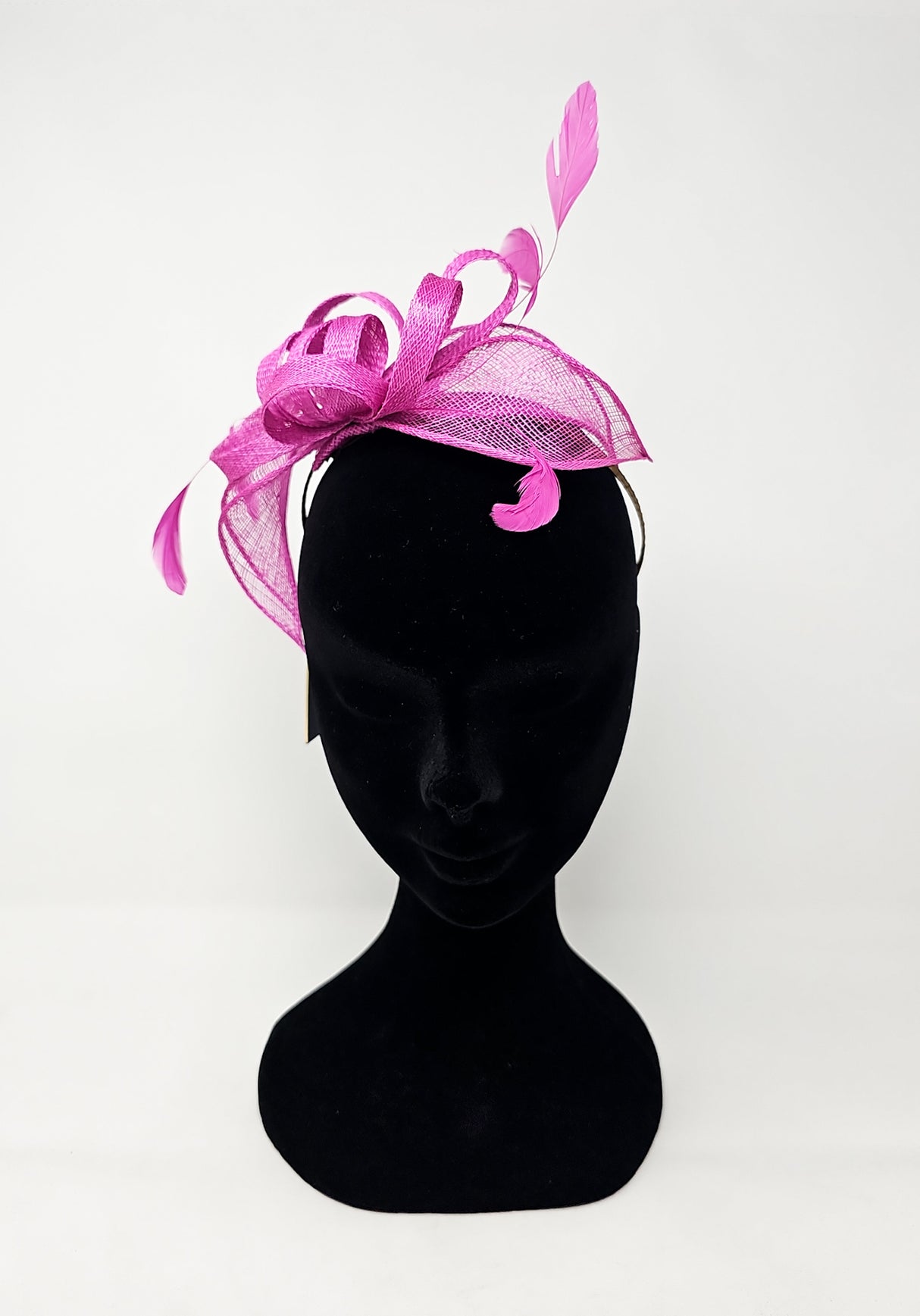 Fuchsia Pink Looped Feather Hairband Fascinator