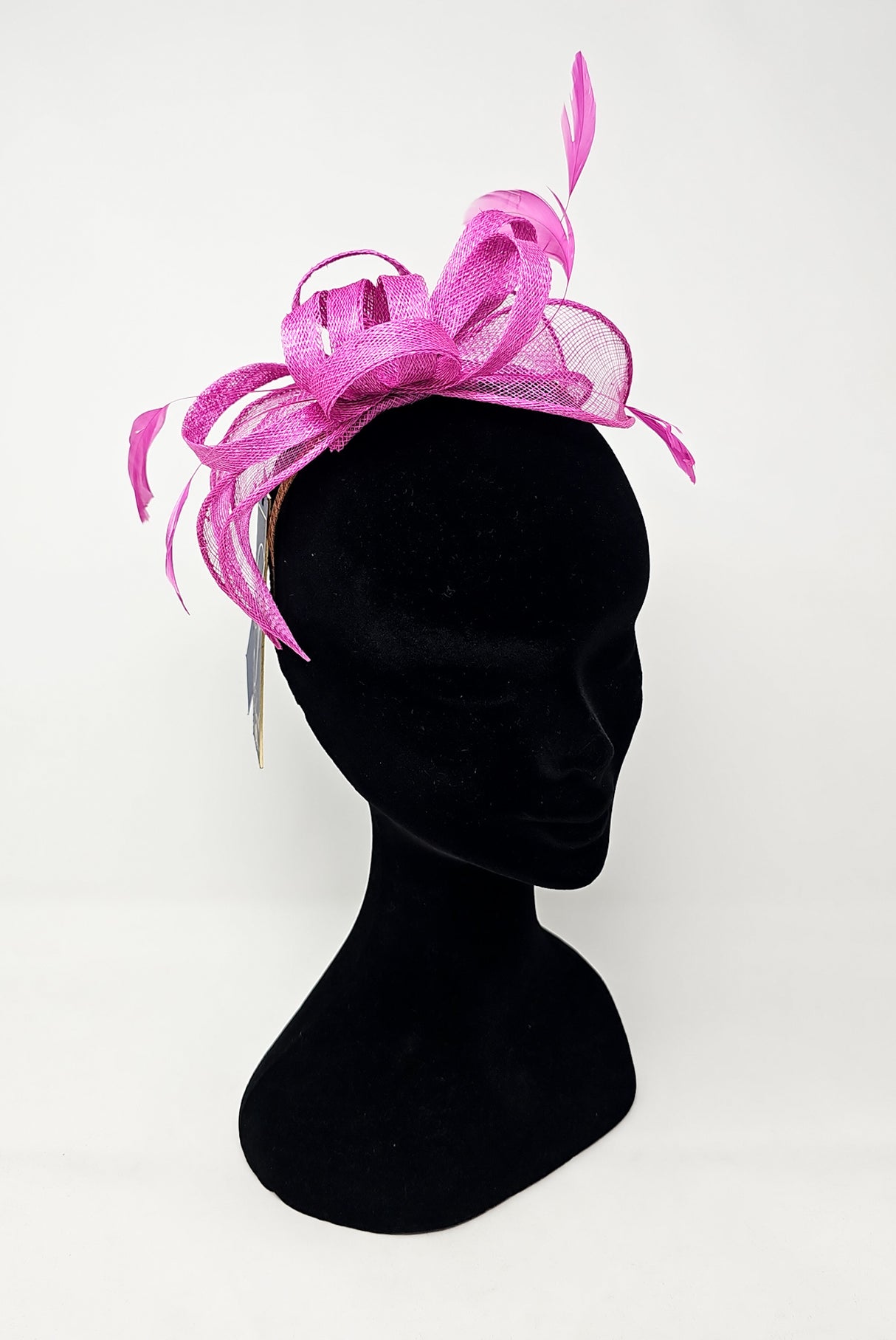 Fuchsia Pink Looped Feather Hairband Fascinator