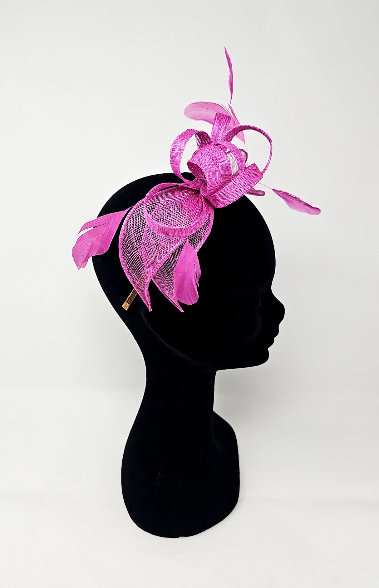 Fuchsia Pink Looped Feather Hairband Fascinator