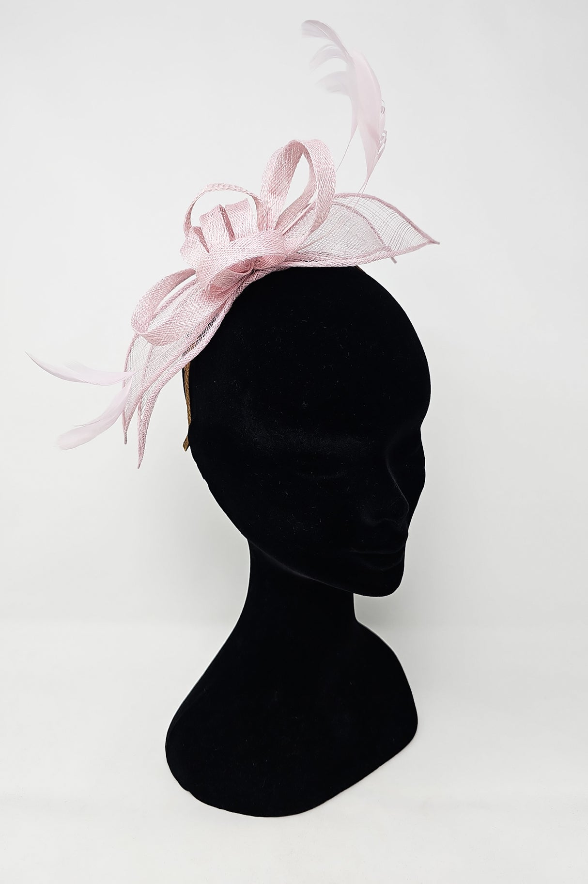Quartz Pink Looped Feather Hairband Fascinator