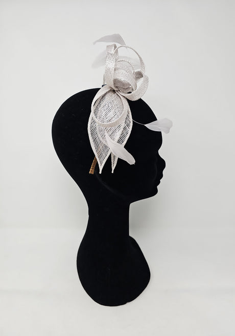 Dove Pale Silver Looped Feather Hairband Fascinator