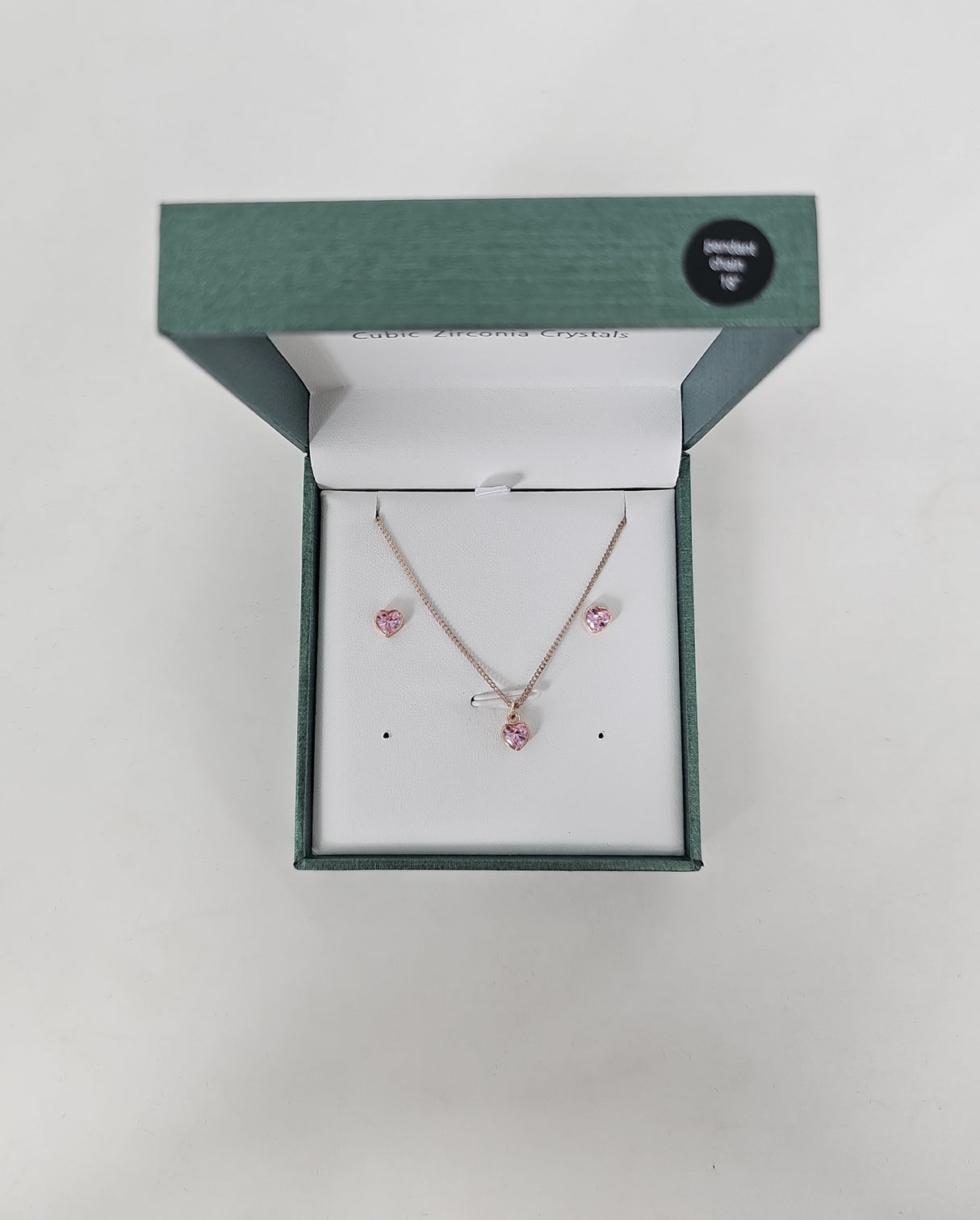 Eternity Cubic Zirconia Gold Pink Heart Necklace & Earrings Set