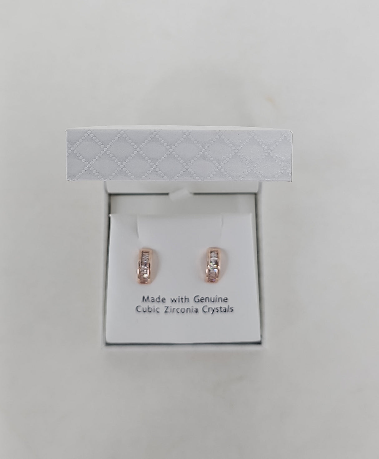 Eternity Half Hoop Rose Gold Crystal Stud Earrings