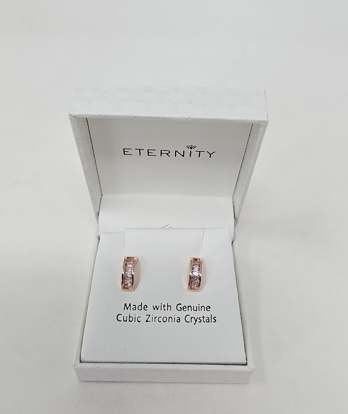 Eternity Half Hoop Rose Gold Crystal Stud Earrings