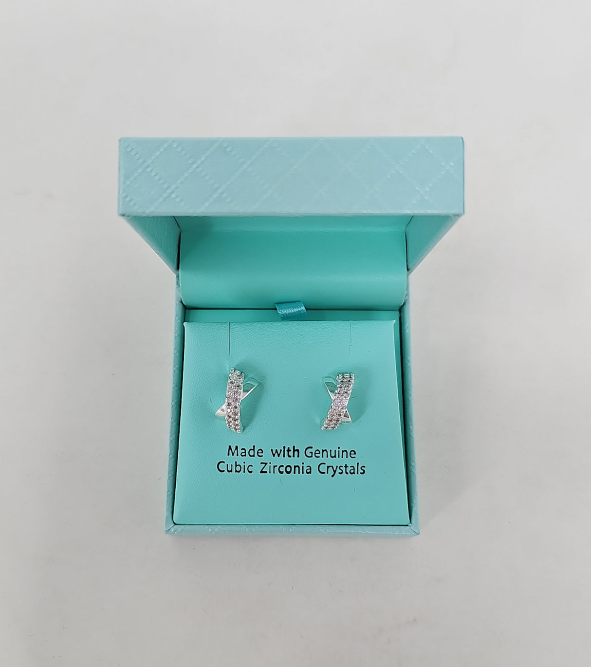 Eternity Mini Criss Cross Silver Crystal Stud Earrings