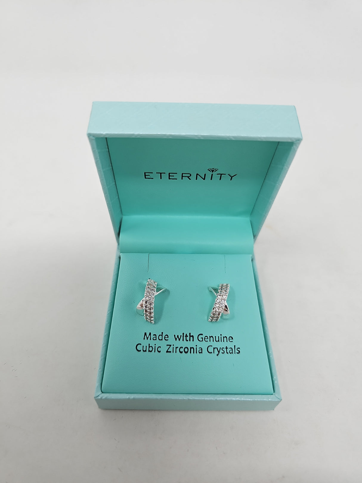 Eternity Mini Criss Cross Silver Crystal Stud Earrings