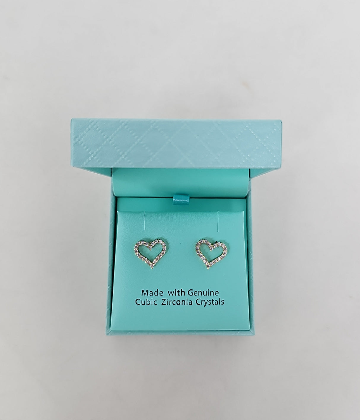 Eternity Heart Gold Crystal Stud Earrings