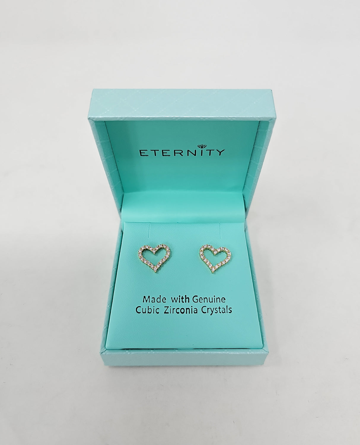 Eternity Heart Gold Crystal Stud Earrings
