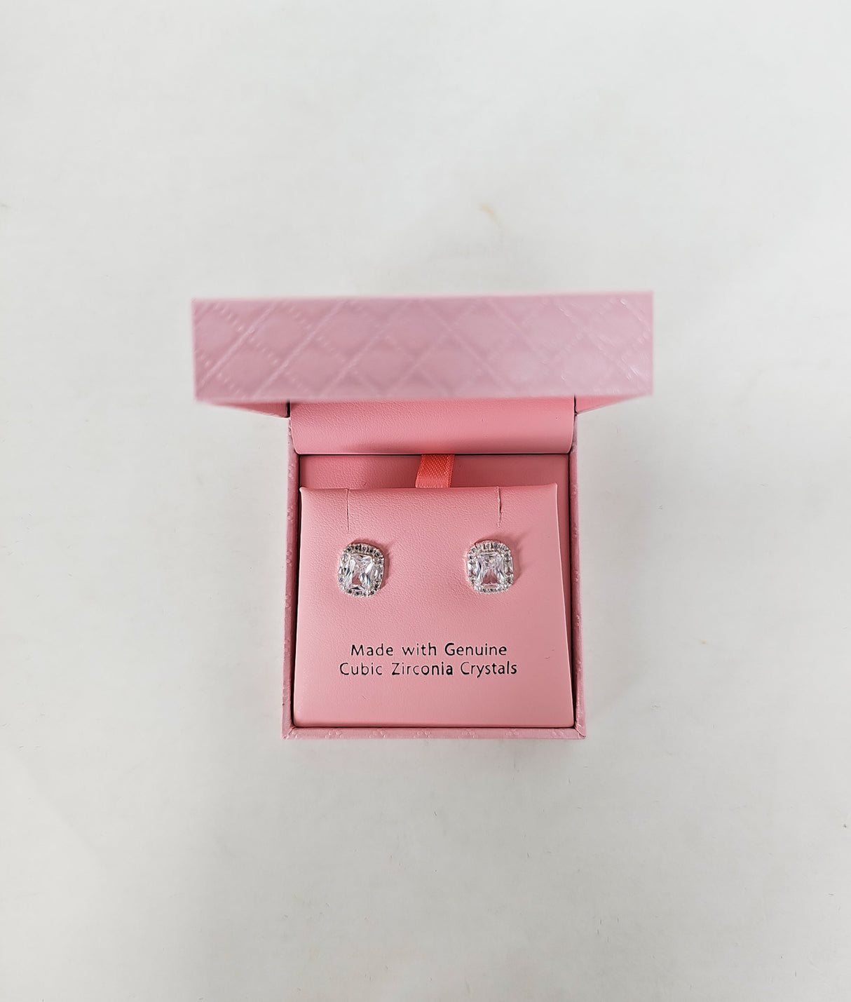 Eternity Square Silver Crystal Stud Earrings