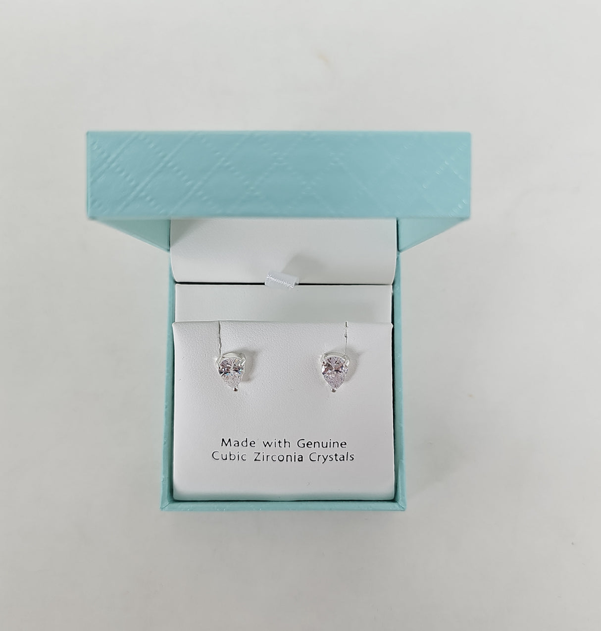 Eternity Mini Tear Drop Silver Crystal Stud Earrings