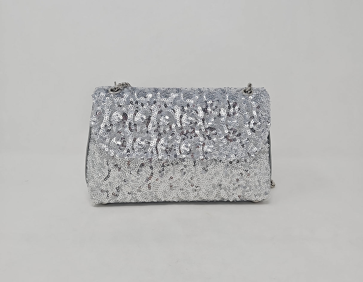 Silver Sequin Glitter Clutch Bag