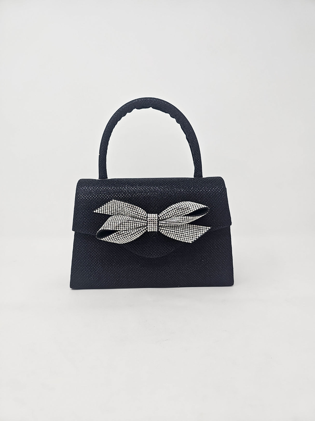 Black Bow Diamante Evening Clutch Bag