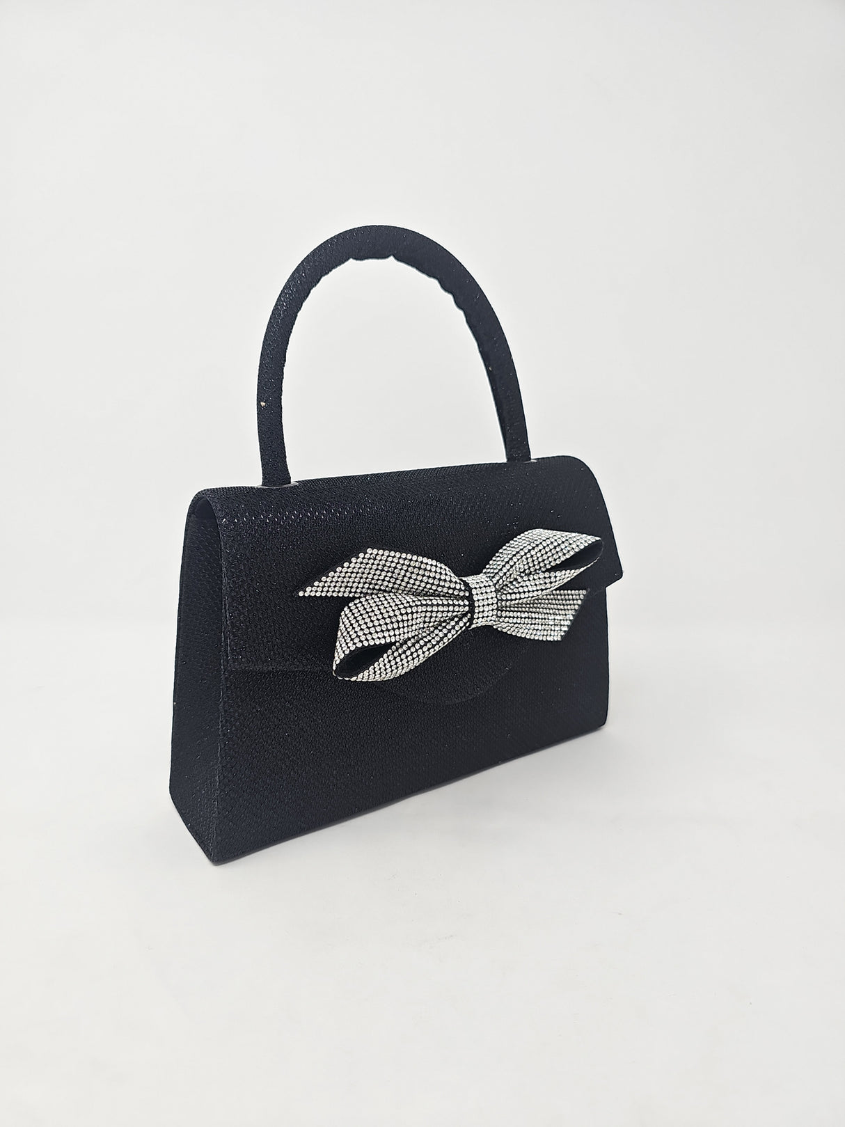 Black Bow Diamante Evening Clutch Bag