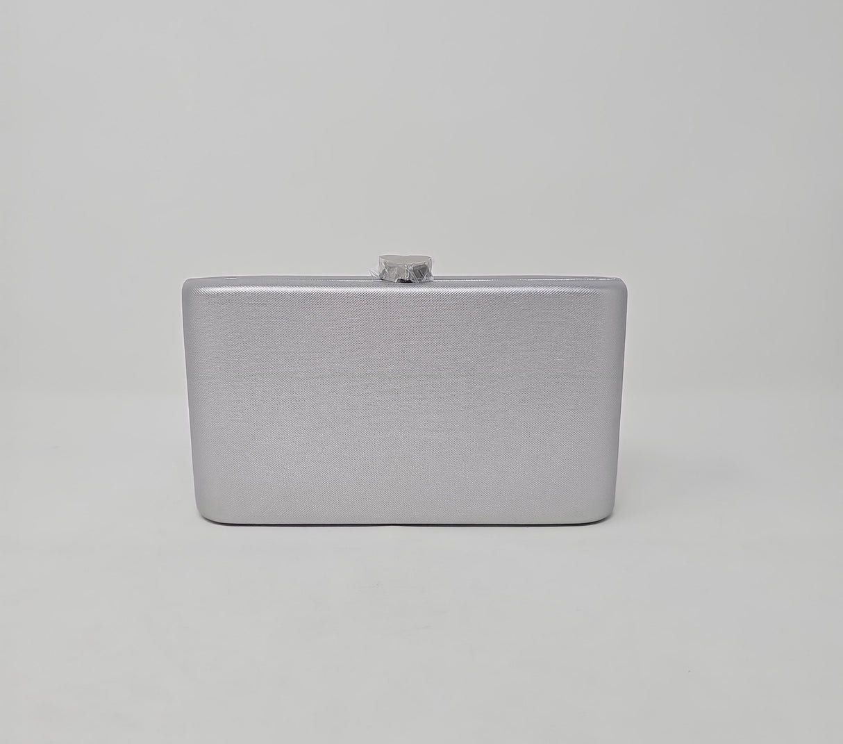 Silver Shimmer Heart Box Clutch Bag