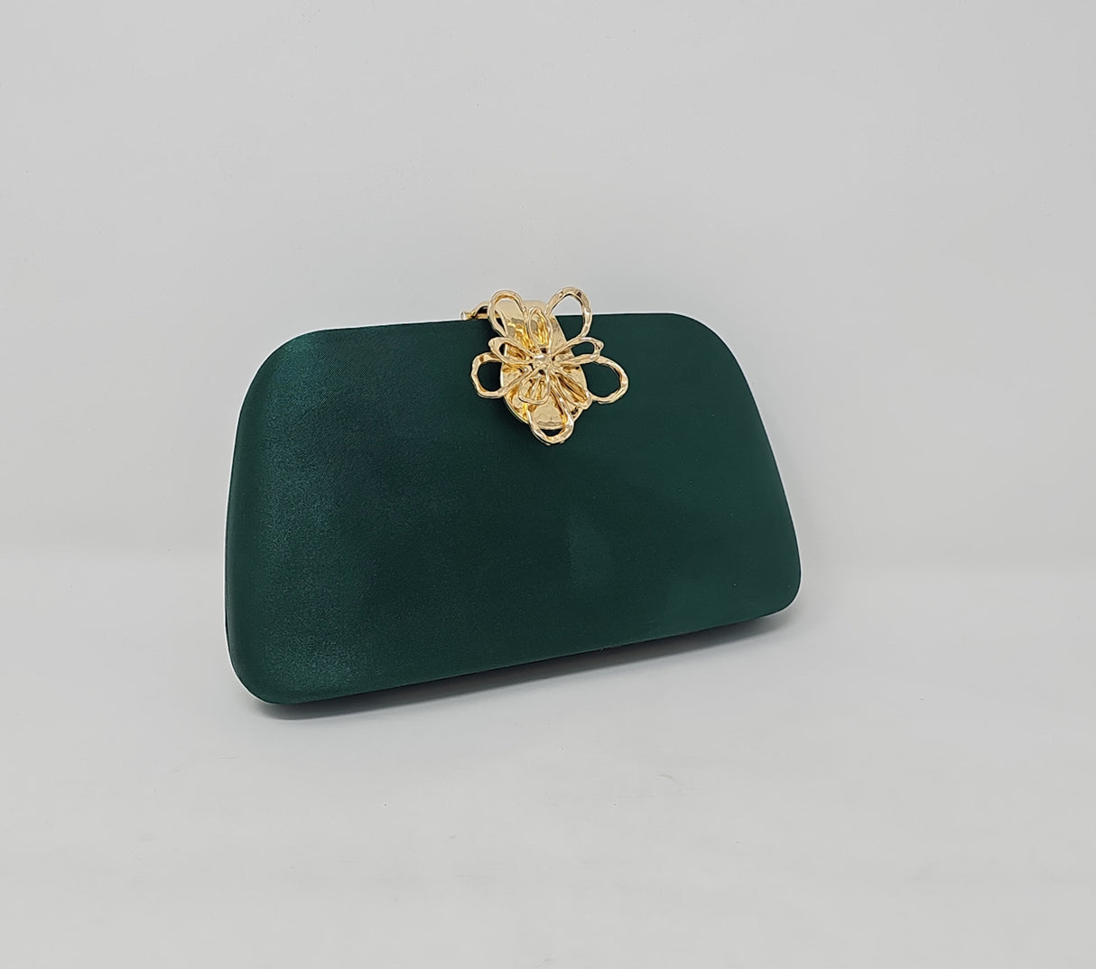 Emerald Green & Gold Flower Box Clutch Bag