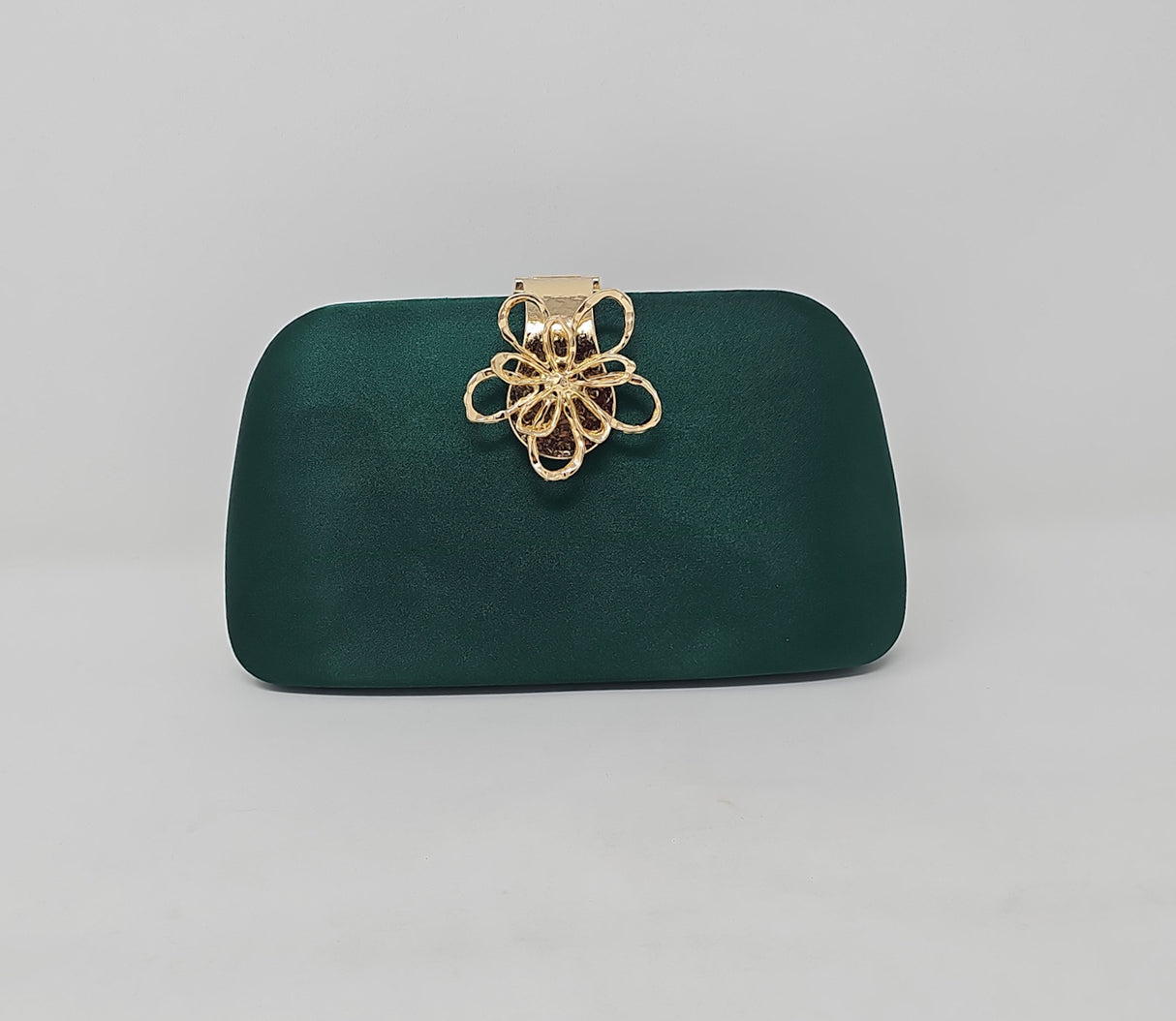 Emerald Green & Gold Flower Box Clutch Bag