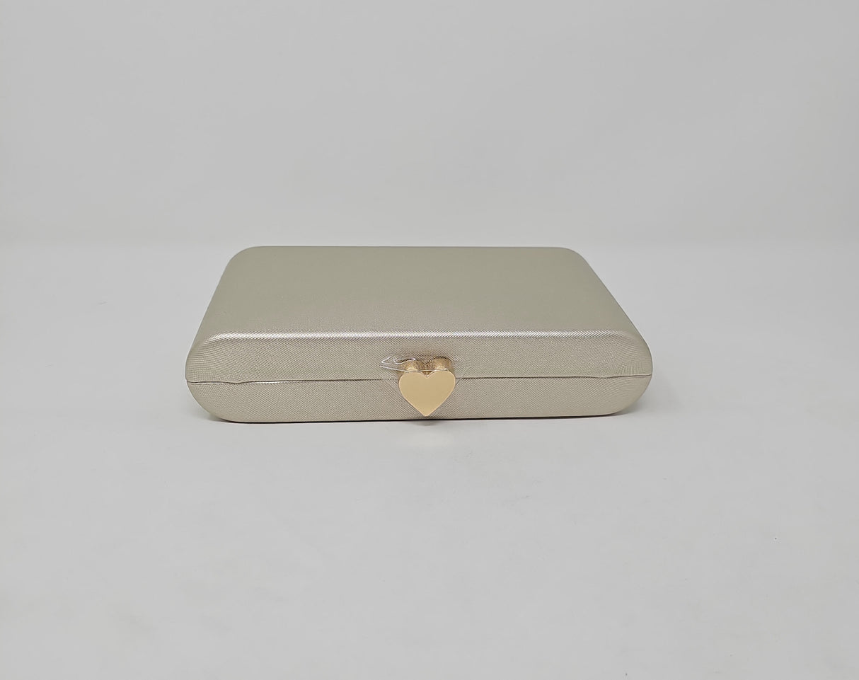 Gold Shimmer Heart Box Clutch Bag