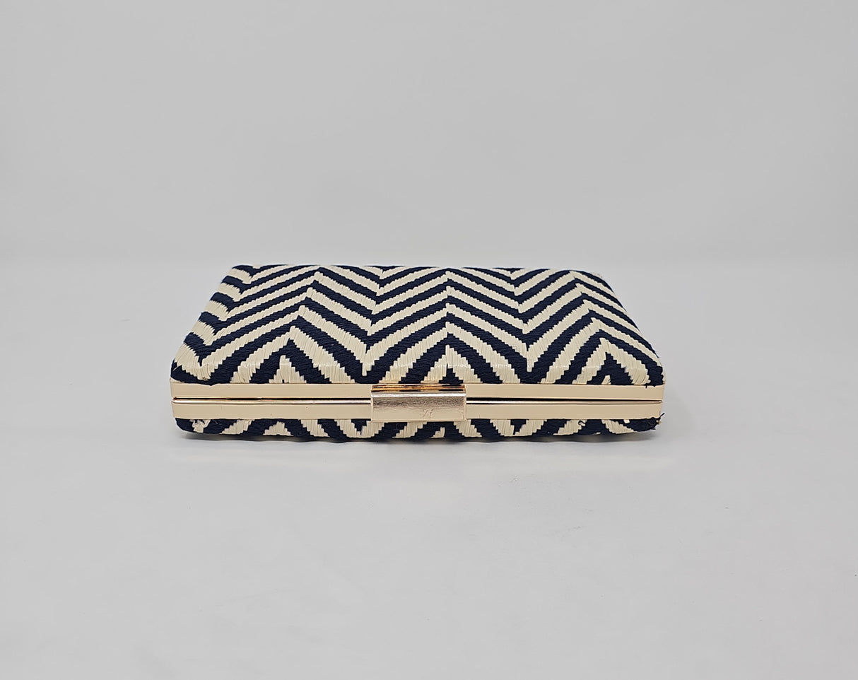 Navy & Nude Chevron Clutch Bag