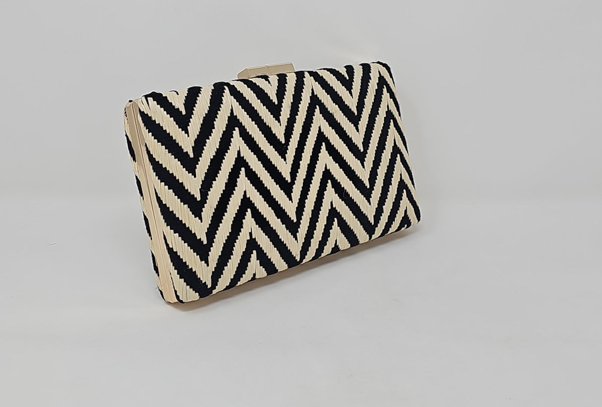 Black & Nude Chevron Clutch Bag