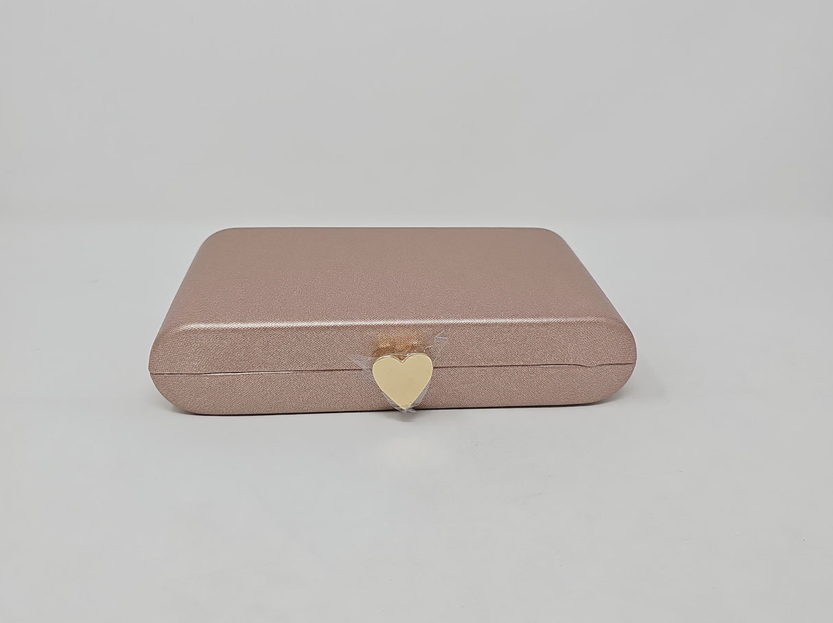 Rose Gold Shimmer Heart Box Clutch Bag