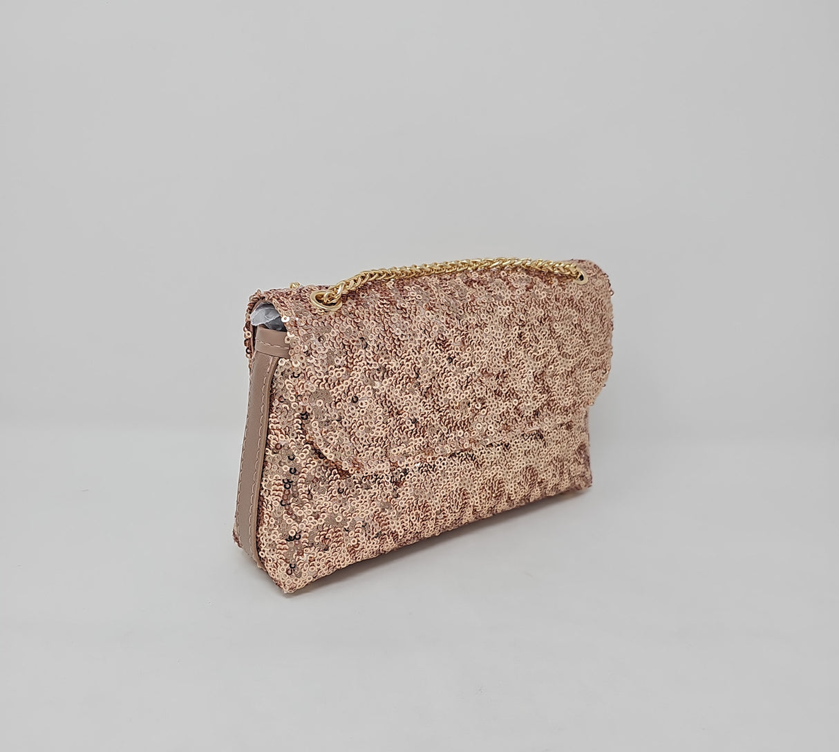 Rose Gold Sequin Glitter Clutch Bag