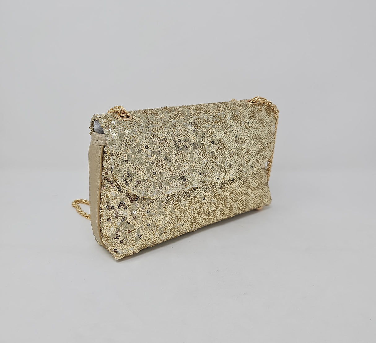 Gold Sequin Glitter Clutch Bag