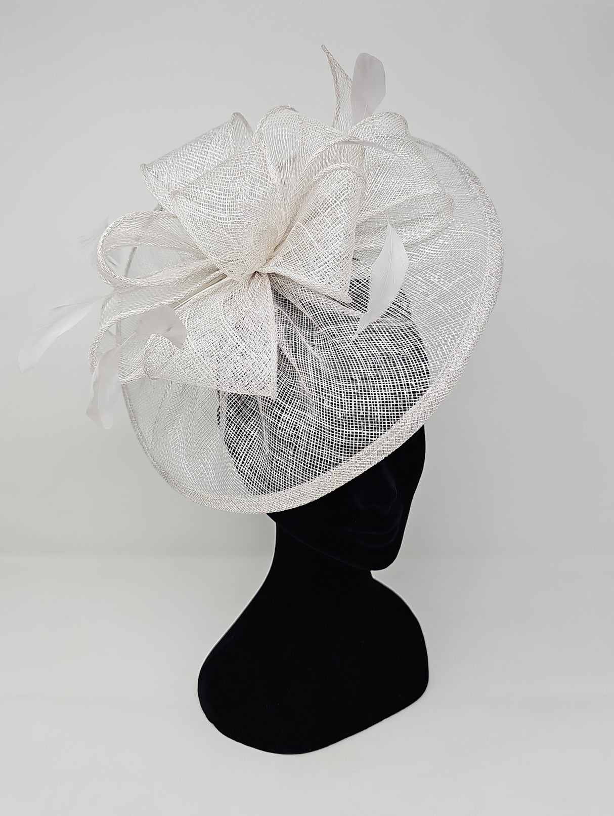 Dove Silver Looped Round Disc Fascinator